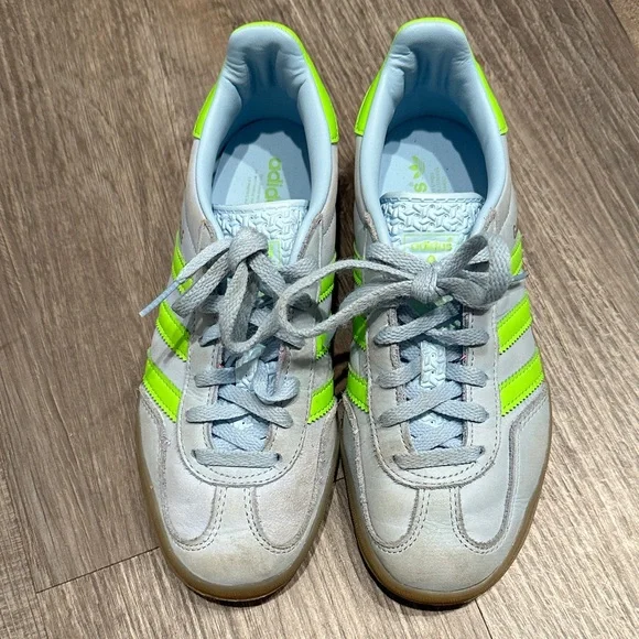 Adidas Gazelle Sneakers in Light blue and Neon Green women’s size 5 - Picture 2 of 10
